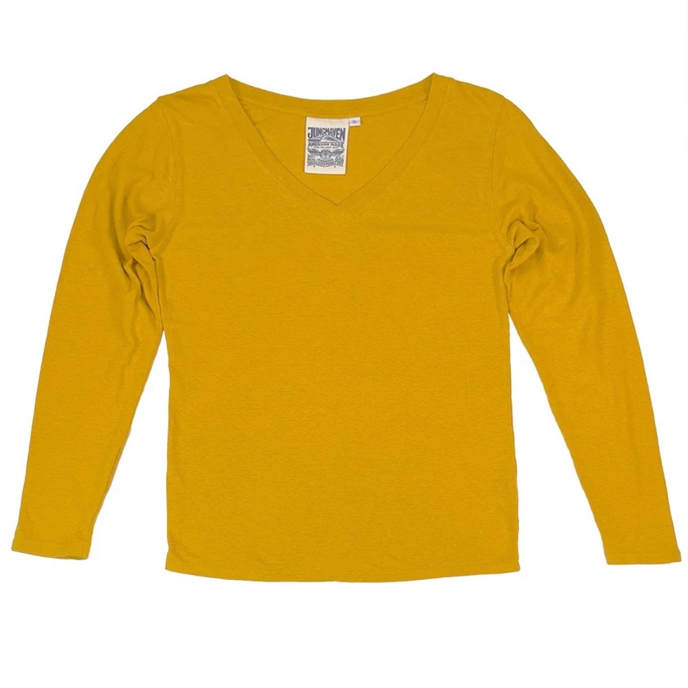 Finch Long Sleeve V-neck, Spicy Mustard, Small, NWT